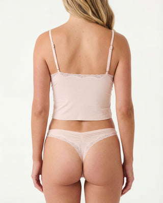 Cotton Bamboo Cropped Cami, Pearl Blush