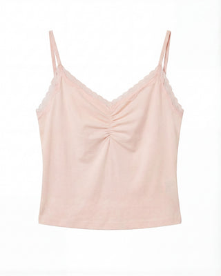 Cotton Bamboo Cropped Cami, Pearl Blush