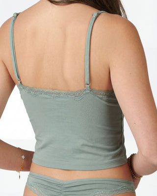 Cotton Bamboo Cropped Cami, Slate Gray