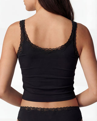 Cotton Bamboo Cropped Tank, Black Beauty