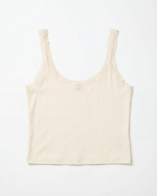 Cotton Bamboo Cropped Tank, Antique White