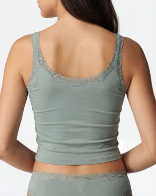 Cotton Bamboo Cropped Tank, Slate Gray