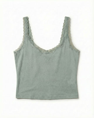 Cotton Bamboo Cropped Tank, Slate Gray