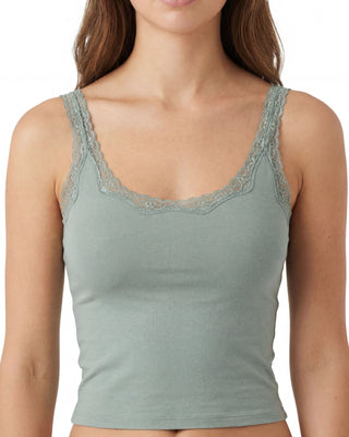 Cotton Bamboo Cropped Tank, Slate Gray