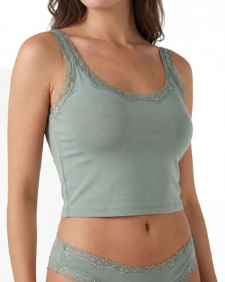 Cotton Bamboo Cropped Tank, Slate Gray