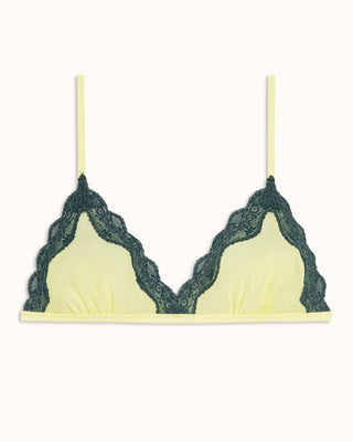 light green mesh triangle bra with lace trim